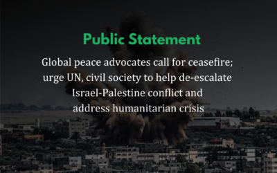 Global peace advocates call for ceasefire; urge UN, civil society to help de-escalate Israel-Palestine conflict and address humanitarian crisis